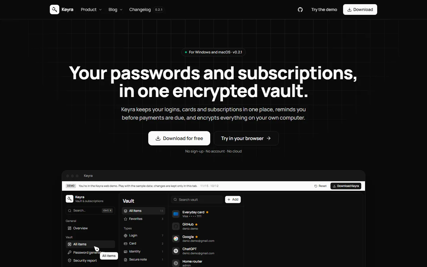 Keyra screenshot